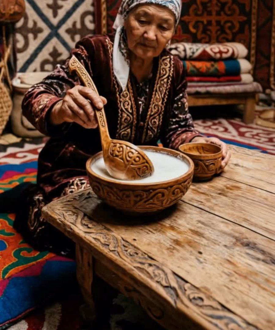 Кымыз в деревянной чаре